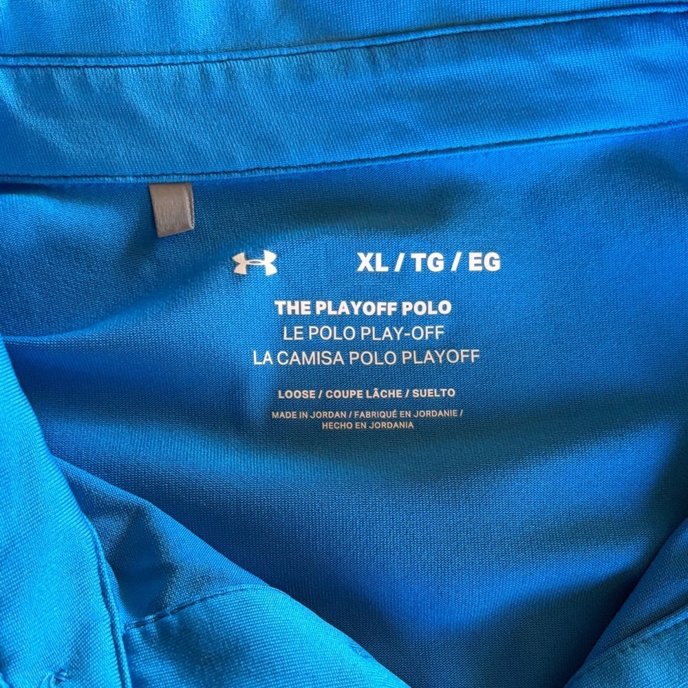 Under Armour Men's Blue Polo with Stripes - Picture 2 of 3